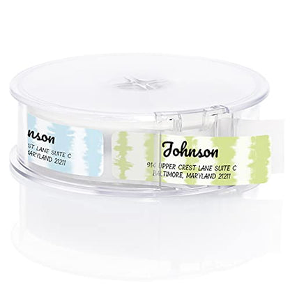 Modern Tie Dye Rolled Address Labels/Roll of 250 Personalized Address Labels/Designer Return Address Stickers in Elegant Plastic Dispenser - size: 250 Labels, style: Modern Tie Dye