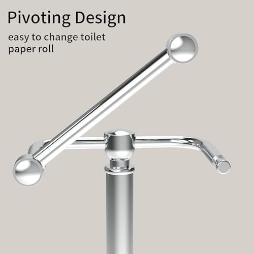 Toilet Paper Holder Stand, Toilet Paper Holder Free Standing,Post Pivoting Design & Stable Weighted Base SUS304 Stainless Steel for Bathroom (Chrome) - color: Chrome