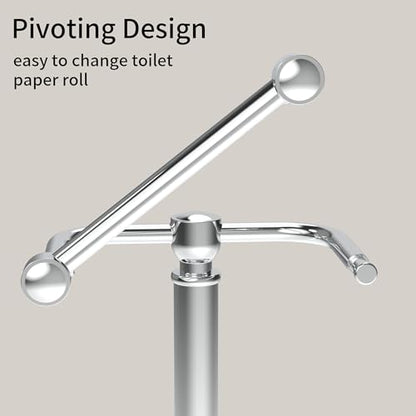 Toilet Paper Holder Stand, Toilet Paper Holder Free Standing,Post Pivoting Design & Stable Weighted Base SUS304 Stainless Steel for Bathroom (Chrome) - color: Chrome