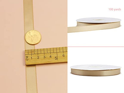 5/8" Khaki Double Face Satin Ribbon 100yd for Gifts & Crafts - color: #835 Khaki, size: 5/8 inch