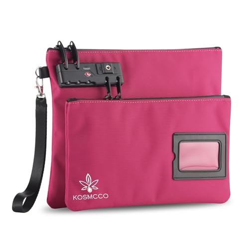 KOSMCCO Lockable Money Bag, Rose Red, 11x8.6 Inch - color: Rose Red