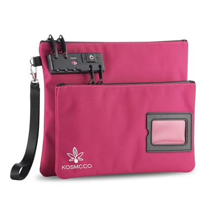 KOSMCCO Lockable Money Bag, Rose Red, 11x8.6 Inch - color: Rose Red