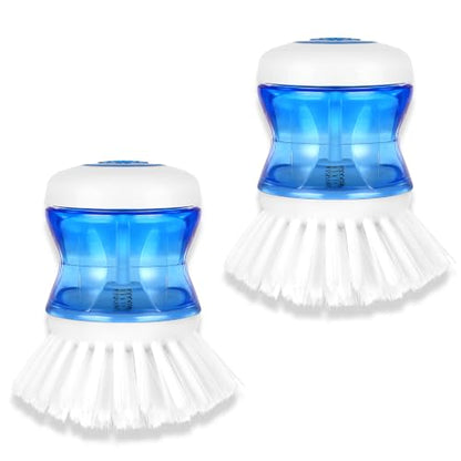 Dish Brush with Soap Dispenser for Sink, Pots & Pans Cleaning, Soft 2 Pack - color: White