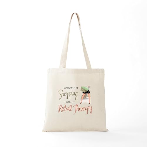 CafePress Retail Therapy Tote Bag Natural Canvas Tote Bag, Reusable Shopping Bag - size: Small