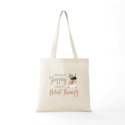 CafePress Retail Therapy Tote Bag Natural Canvas Tote Bag, Reusable Shopping Bag - size: Small