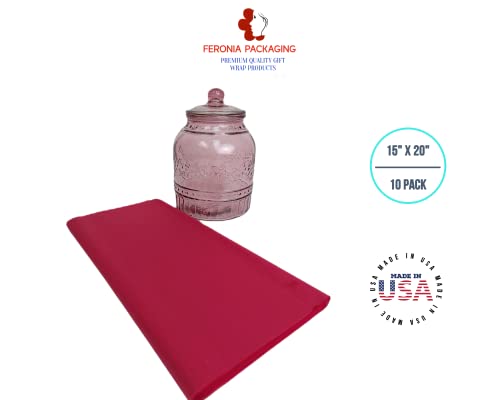 Cranberry Tissue Paper Squares, Bulk 10 Sheets, Premium Gift Wrap and Art Supplies for Birthdays, Holidays, or Presents by Feronia packaging, Large 15 Inch x 20 Inch Made in USA - color: Cranberry