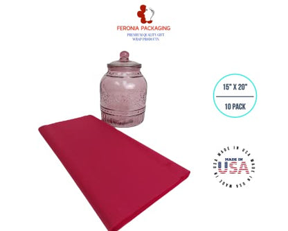 Cranberry Tissue Paper Squares, Bulk 10 Sheets, Premium Gift Wrap and Art Supplies for Birthdays, Holidays, or Presents by Feronia packaging, Large 15 Inch x 20 Inch Made in USA - color: Cranberry