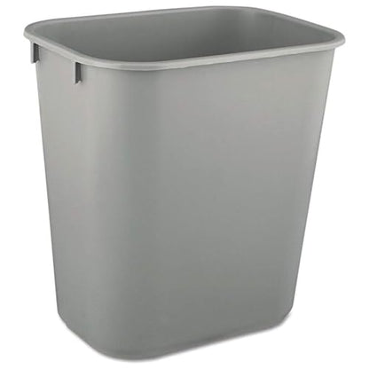 Rubbermaid 6 Pack 2955GRA Deskside Plastic Wastebasket, Rectangular, 3 1/2 gal, Gray