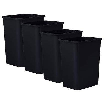 Superio 4.5 Gallon Plastic Trash Can, Unlidded Waste Bin Only for Home, Kitchen, Office, Bedroom, Bathroom- 18 Qt (4, Black) - color: 4, Black, size: 4.5 Gallon