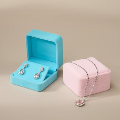 Blue Velvet Earring Jewelry Gift Box - color: Blue