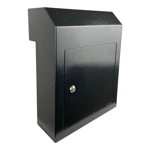 Through-the-Door Mailbox with Key Lock & Rear Access - color: Black, size: Large
