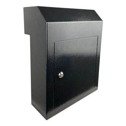 Through-the-Door Mailbox with Key Lock & Rear Access - color: Black, size: Large