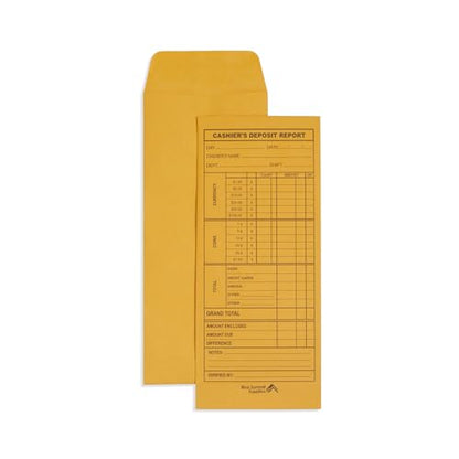 Blue Summit Supplies 500 Cash Deposit Envelopes, 24lb Kraft, Gummed Seal
