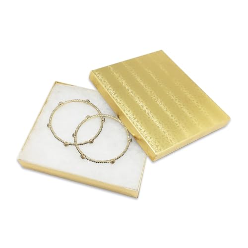 TheDisplayGuys 25 Cardboard Gift Jewelry Boxes w/Paddings #65-6.0x5.0x1 - color: Gold Foil