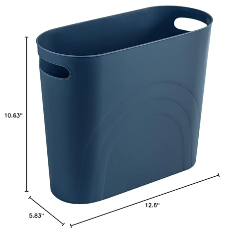 rejomiik Small Bathroom Trash Can, 3.5 Gallon Slim Garbage Can, Teal Blue - color: Teal Blue, size: 1 pack