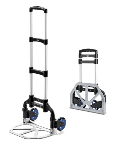 Folding Hand Truck, Dolly Cart with Wheels, Folding Dolly - color: Black Blue