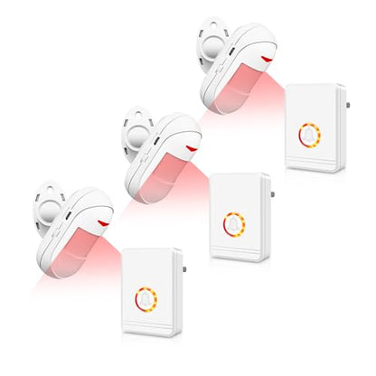 NineLeaf Wireless Motion Sensor Alarm, Door Buzzer for Business Entry, Entry Alert Chime for Business,48Melodies & 600FT Range,7Brightness Night Light,for Home Doorway/Store Entrance/Pet Monitor,3PCS