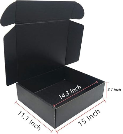 Black Shipping Boxes 15x11x3.1 Inch Cardboard Storage Mailer Box 15 Pack - size: 15 x 11 x 3 Inch/15 pcs