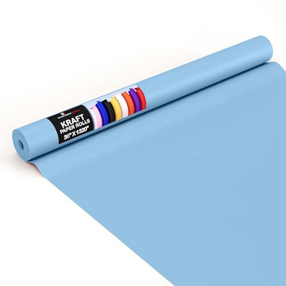 Crown Display Light Blue Kraft Paper Roll 36" X 1320" (110' Ft) - Perfect for Wrapping, Shipping, Packing, and Crafts - color: Light Blue, size: 36" x 1320"