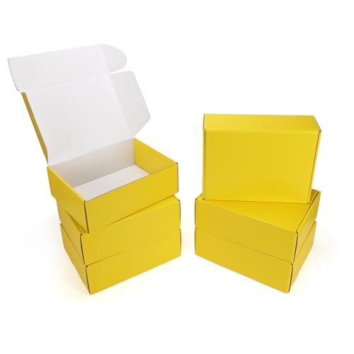 PHAREGE 6 Pack 12x9x4 in Cardboard Shipping Boxes, Lemon Yellow Gift Box - color: Yellow, size: 12x9x4 inch 6 Pack