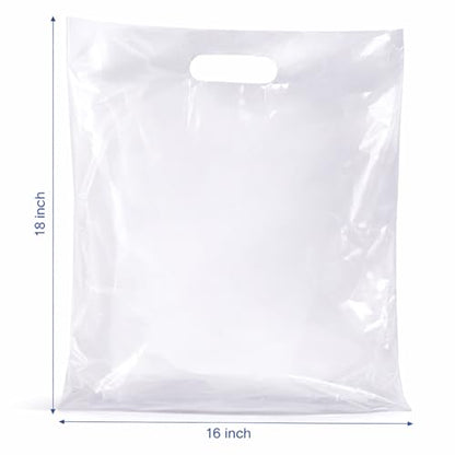 Infinite Pack 100 Clear Plastic Bags with Handles, 16x18 - size: 16 X 18, PACK OF 100