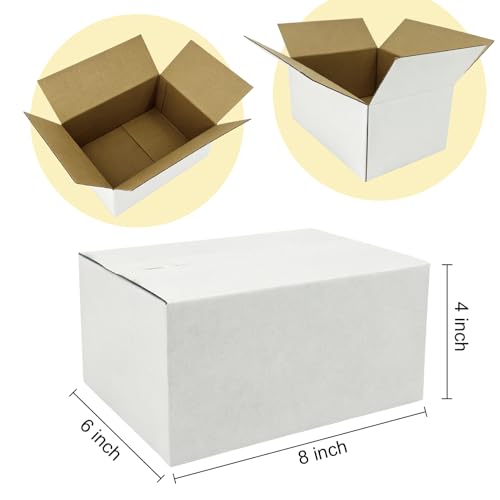 40 Pack 8x6x4 Inches Small Shipping Boxes, White Corrugated Cardboard Boxes for Packaging Small Business, Mailing Boxes, Small Moving Boxes - size: 40 Pack 8x6x4 Inches