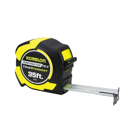 Komelon 35-Ft Contractor TSII Wide Blade Tape Measure with Backside Printing, Manual Lock, Long Standout (91435) - size: 35 FT