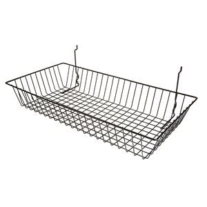 Only Garment Racks #5624B (Pack of 6) Black Wire Baskets for Grid wall and Slat wall - Merchandiser Baskets, Black Wire Basket 24" L x 12" D x 4" H (Set of 6) (Pack of 6) - color: BLACK