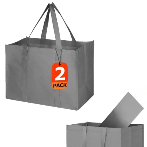 1 Pack Large Foldable Shopping Bag, 16" W x 13" H x 10" D, Reusable Grocery Bag, Used for Shopping - color: B2-gray2