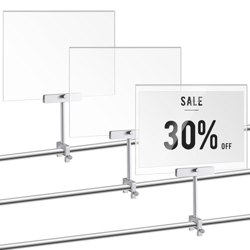 FoldTier 3 Set Aluminum Alloy Sign Holder Clamp with 8.5x11 Acrylic Frame - color: Silver, size: 8.5 x 11 Inches