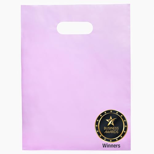 100 Pastel Pink Plastic Bags With Handles 9x12 Merchandise Bags - color: Pastel Pink