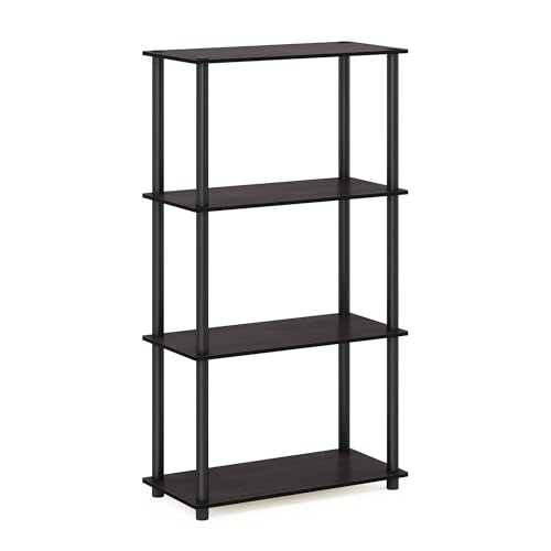 Furinno Turn-N-Tube Toolless 4-Tier Storage Shelves, Walnut - color: Dark Walnut, size: 4-Tier Round Tube