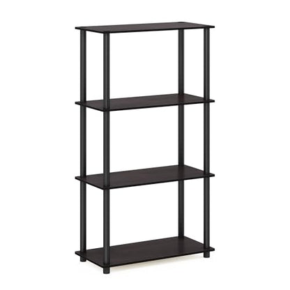 Furinno Turn-N-Tube Toolless 4-Tier Storage Shelves, Walnut - color: Dark Walnut, size: 4-Tier Round Tube