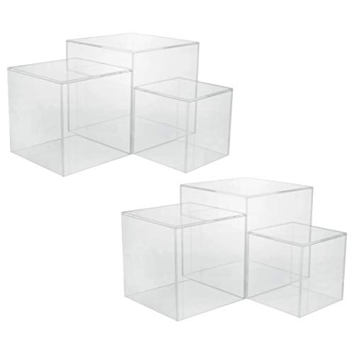 Red Co. Set of 3 Crystal Clear Acrylic Cube Display Nesting Riser Stands with Hollow Bottoms | Transparent - 2-Pack - color: Clear, size: 4",5",6" - 2 Pack