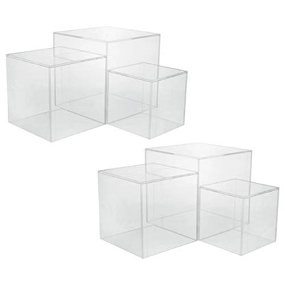 Red Co. Set of 3 Crystal Clear Acrylic Cube Display Nesting Riser Stands with Hollow Bottoms | Transparent - 2-Pack - color: Clear, size: 4",5",6" - 2 Pack