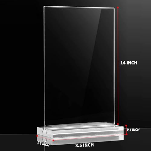 2 Pack 8.5 x 14 Inches Large Acrylic Sign Holder, Clear T Shaped Sign Holder Table Photo Menu Display Stand Double Sided Picture Flyer Sign Holder for Office Store Restaurant (8.5 x 14 Inches) - size: 8.5 x 14 Inches