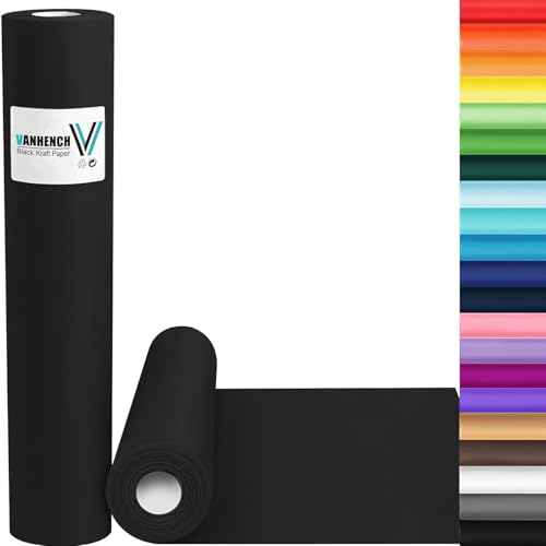 Vanhench Black Wrapping Paper Roll 17.5"×760" (63') - color: Black, size: 17.5" X 63'