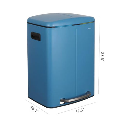 happimess Marco 10.6 Gal Double Bucket Step Trash Can, Bright Cobalt Blue - color: Bright Cobalt Blue