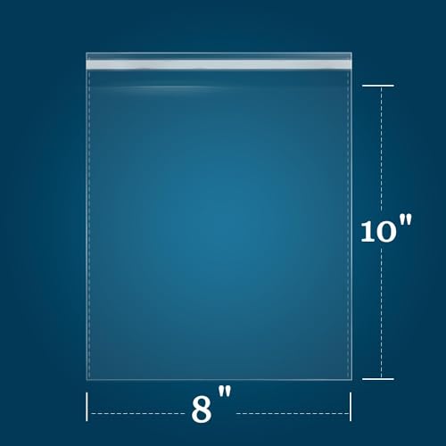 iMailer - 500 Pack - 8" x 10" Self Sealing Cellophane Bags - Clear Cello Resealable Plastic Poly Bags for Art Prints, Packaging, Photo, Jewelry - size: 8x10 Inch (Pack of 500)