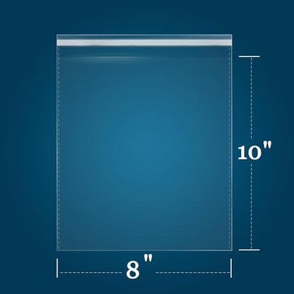 iMailer - 500 Pack - 8" x 10" Self Sealing Cellophane Bags - Clear Cello Resealable Plastic Poly Bags for Art Prints, Packaging, Photo, Jewelry - size: 8x10 Inch (Pack of 500)