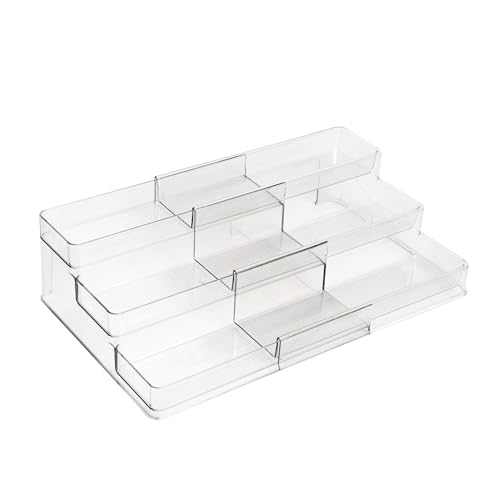 Dial Industries 3 Tier Expandable Kitchen Cabinet Shelf Organizer, Clear - size: Small