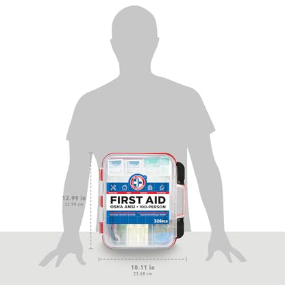 Be Smart Get Prepared 326 Pc OSHA ANSI First Aid Kit Hard Case 100 People