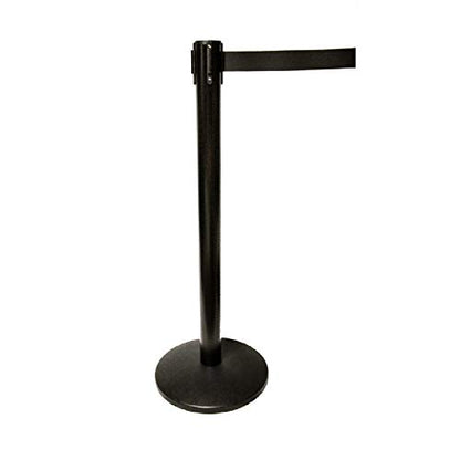 40" HT Retractable Belt Queue Safety Stanchions Barrier Combo Set (2 Posts Blk Belt) - color: 2 Posts Blk Belt