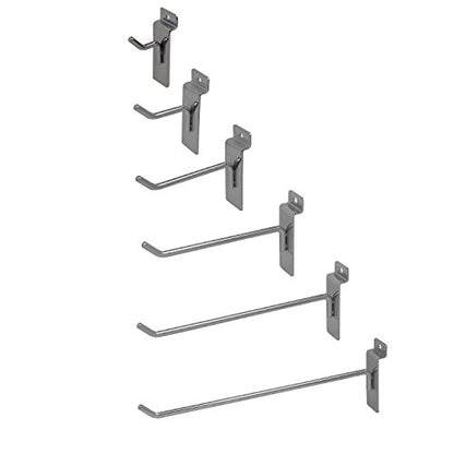 2" Chrome Slatwall Hooks, Slatwall Display Panel Hangers - 6 Pack - size: 6 Pack, style: 2"