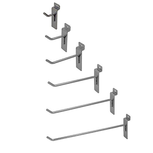 6" Chrome Slatwall Hooks, Slatwall Display Panel Hangers - 10 Pack - size: 10 Pack, style: 6"