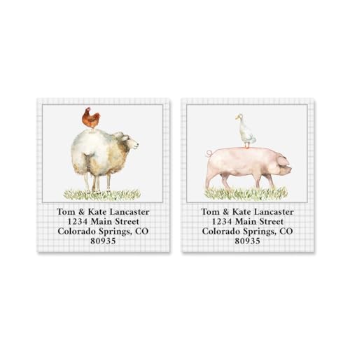 The Farm Personalized Address Labels - Set of 144, 1 ½” x 1 ¾”, Self-Adhesive, Large Flat-Sheet Select Labels, by Colorful Images - style: The Farm
