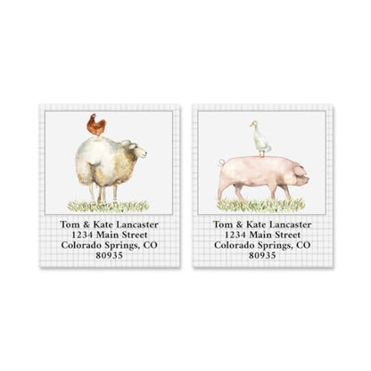 The Farm Personalized Address Labels - Set of 144, 1 ½” x 1 ¾”, Self-Adhesive, Large Flat-Sheet Select Labels, by Colorful Images - style: The Farm