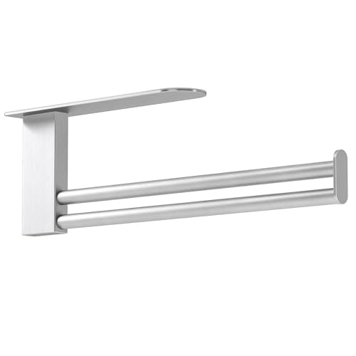 Jesginboo Under Cabinet Paper Towel Holder, Adhesive, Brushed Nickel - color: Brushed Nickel