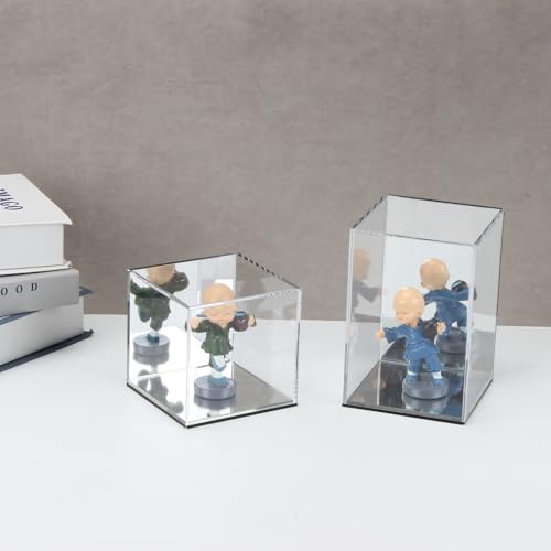 Clear Acrylic Display Case with Mirrored Back and Base, 4x4x6Inch - size: 4x4x6Inch