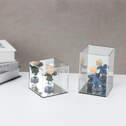 Clear Acrylic Display Case with Mirrored Back and Base, 4x4x6Inch - size: 4x4x6Inch